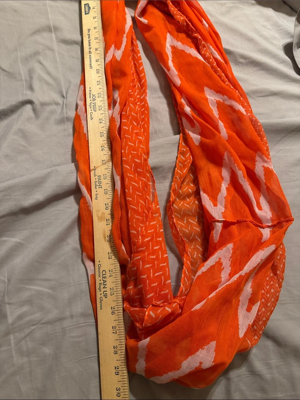 Bright Orange & White Patterned Infinity Scarf